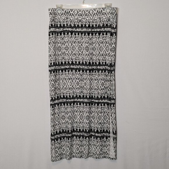 Black & White Print, Stretch Knit Pull-On Straight Maxi Skirt; Size 14W - Picture 1 of 6